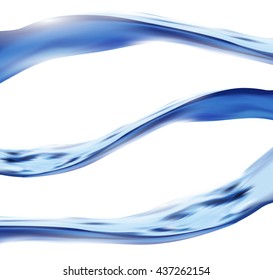 Three vector realistic water wave on white background