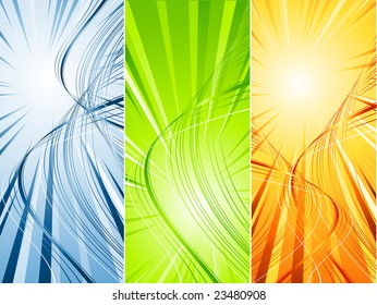 three vector striped bright banners. Elements for design