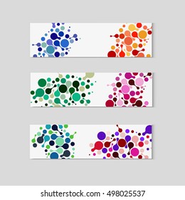 three vector template with colorful molecules.