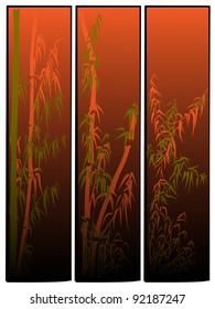 Three vector vertical banners in asian themes(with space for text) in frames.