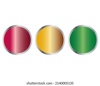 three vector webbuttons in traffic light colors red orange green