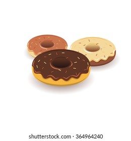 Three versions of the donut in 3D style.