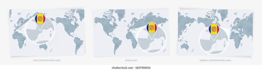 Three Versions World Map Enlarged Map Stock Vector Royalty Free 1837904926 Shutterstock 