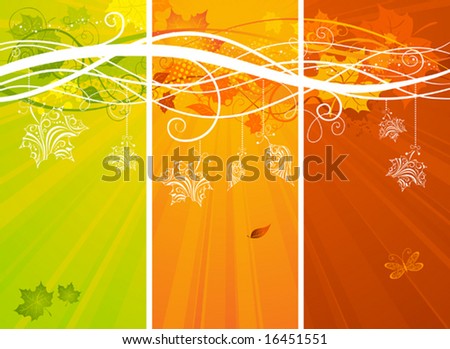 Three vertical autumn banners, vector