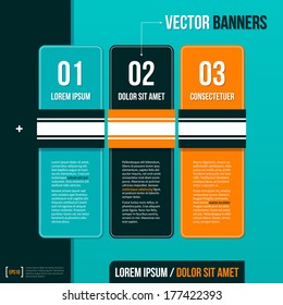 Three vertical banners on turquoise background. EPS10.