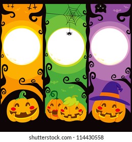Three vertical banners with Pumpkins for Halloween
