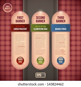 Three vertical banners/options for advertising or web design. EPS10.