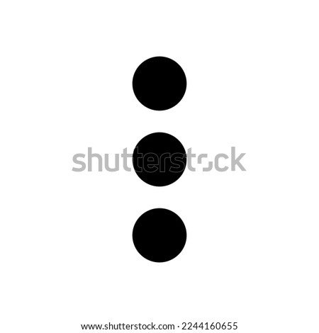 Three vertical dots menu black glyph ui icon. Kebab menu representation. User interface design. Silhouette symbol on white space. Solid pictogram for web, mobile. Isolated vector illustration