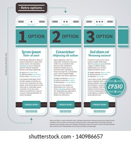 Three vertical options in retro style. EPS10.