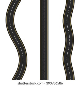 Three Vertical Seamless Roads On White Background, Vector Eps10 Illustration