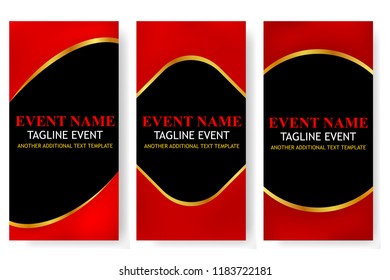 three vertical template red and golden event banner or backdrop 
