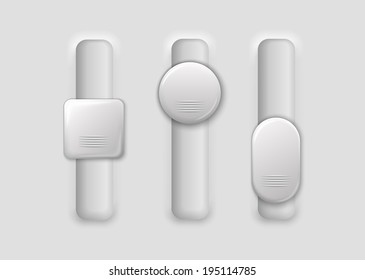 three vertical white switches on gray background, vector illustration, eps 10 with transparency 