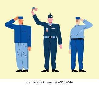 three veterans group characters icons