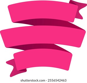 Three vibrant pink ribbons gracefully waving, creating a lively and festive atmosphere ideal for celebrations, announcements, and special occasions filled with joy and elegance