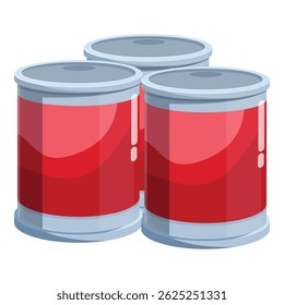 Three vibrant red paint cans stand ready for use, promising a fresh coat of color and a transformed space