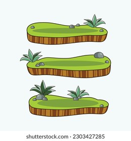 Three views of islands on white background illustration