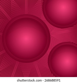 Three vinous round badges with grid design