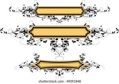Three vintage frames with floral ornament.