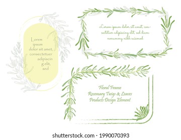 Three Vintage Frames with the Rosemary Twigs