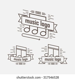 Three vintage logo with  note and tape