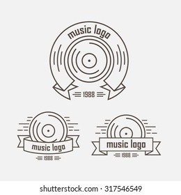 Three vintage logo with vinyl and tape