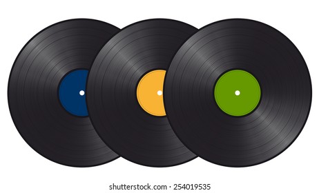 three vinyl records