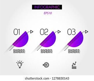 Three Violet Half Circle Options, Infographic Concept