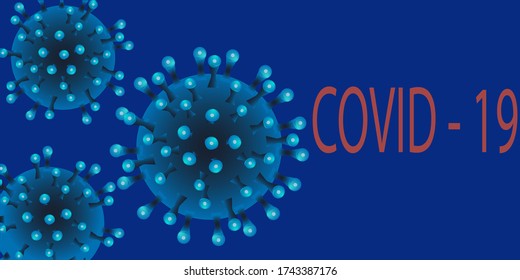 Tres virus en un fondo azul con la inscripción Covid-19
