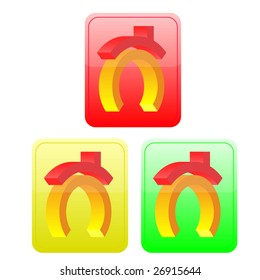 Three volume buttons with the house image. vector. without mesh.