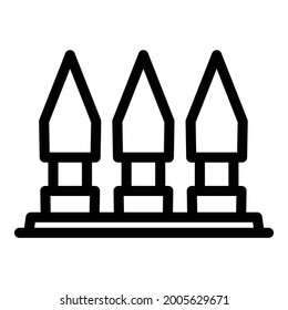 Three warheads icon. Outline three warheads vector icon for web design isolated on white background