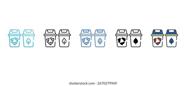 Tres diseño de icono de papelera con fondo blanco Ilustración de stock