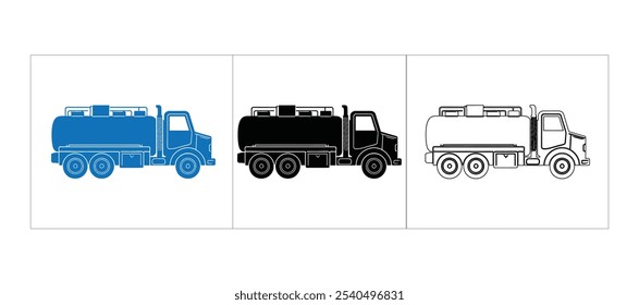 Three Watar Truck Vector In Flat Style, Truck Vector Icon Illustration 