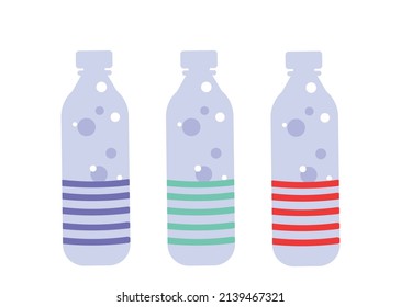 Three water bottles lined up 