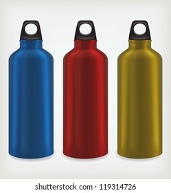 Three water bottles for outdoor activities