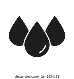 Três Gotas De Água Ícone Sólido. Hidratação, Pureza E Símbolo De Líquido. Conservação De Água E Silhueta De Conceito Ecológico. Ilustração de vetor isolada.