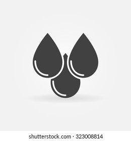 Three water drops icon - vector simple dark symbol or logo element