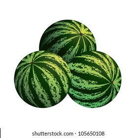 three watermelons on a white background