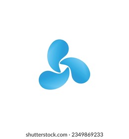 Three watersplash, 3d geometric symbol simple logo vector