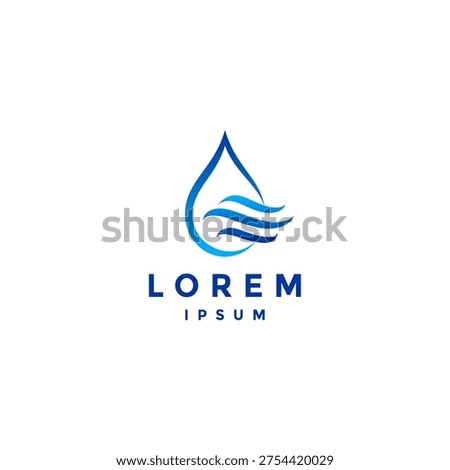 Three Wave Water Drops Logo Design. Flowing Wave Lines Inside Water Drop Logo Design.