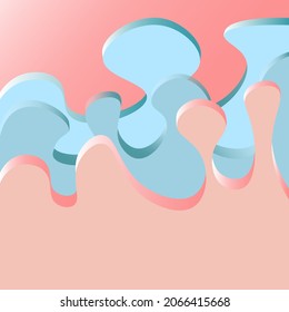 Tres olas o gotas de azul y rosa. Para diseño, fondo, envoltura de regalo, sitio web.