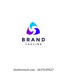 Three Waves Rotating In Triangle Logo Design. Simple Triangle Waves Rotating Logo Design.