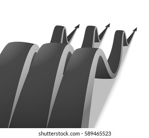 Three wavy gray arrows on a white background