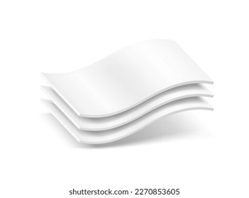 Three wavy layers with realistic shadows. Vector illustration isolated on white background. Great infographic for your product. EPS10.	