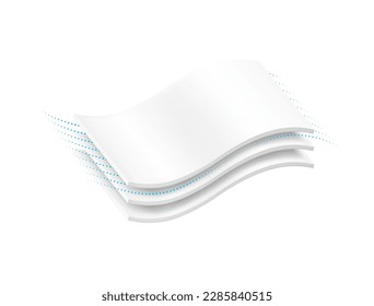 Three wavy layers with realistic shadows. Vector illustration isolated on white background. Template for your product. EPS10.	