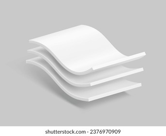 Three wavy layers with realistic shadows. Vector illustration isolated on grey background. Great infographic for your product. EPS10.