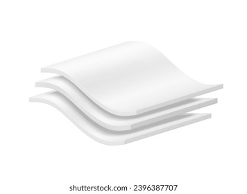 Three wavy layers with realistic shadows. Vector illustration isolated on white background. Great infographic for your product. EPS10.