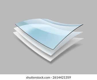 Three wavy layers with realistic shadows. Vector illustration isolated on grey background. Great infographic for your product. EPS10.