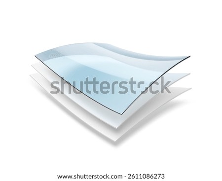 Three wavy layers with realistic shadows. Vector illustration isolated on white background. Great infographic for your product. EPS10.	