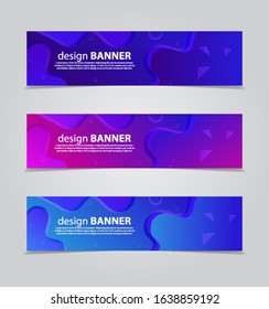 three wavy web banners header vector design. with Liquid color background.Fluid gradient shapes composition