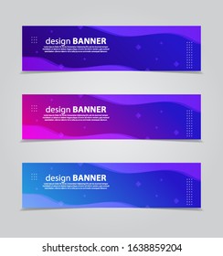 three wavy web banners header vector design. with Liquid color background.Fluid gradient shapes composition